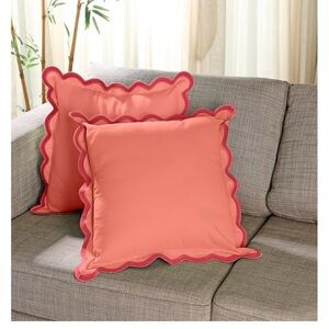 Red Scalloped Edge Throw Pillows folkulture